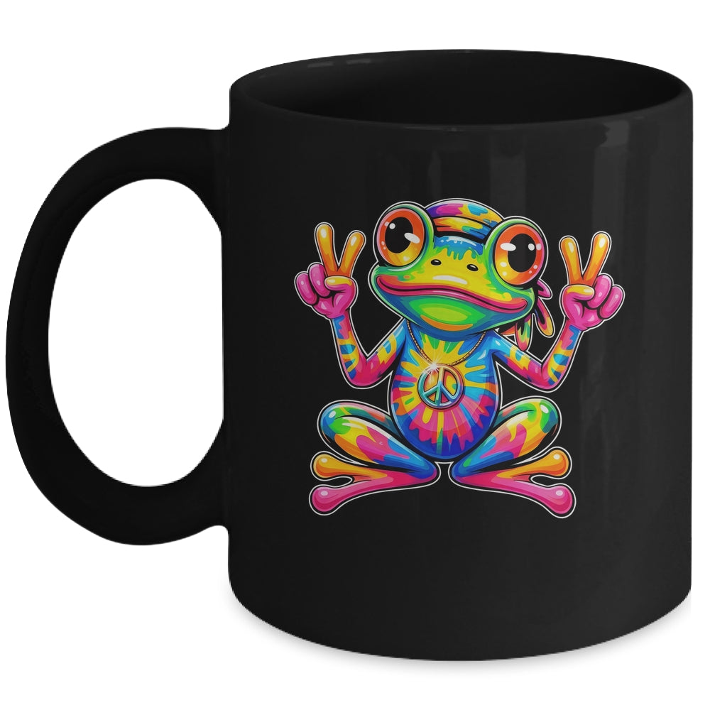 Hippie Tie Dye Frog 70s 60s Costume Peace Sign Men Women Mug | siriusteestore