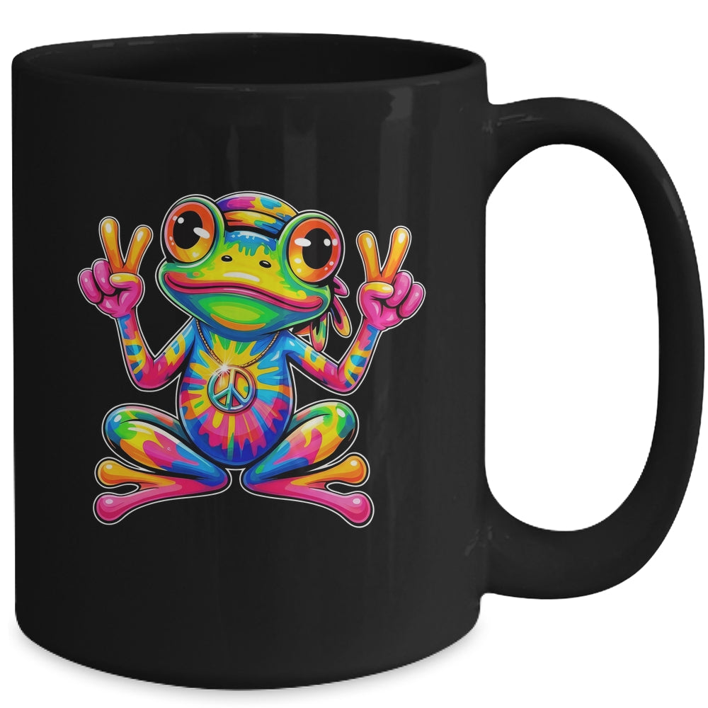Hippie Tie Dye Frog 70s 60s Costume Peace Sign Men Women Mug | siriusteestore