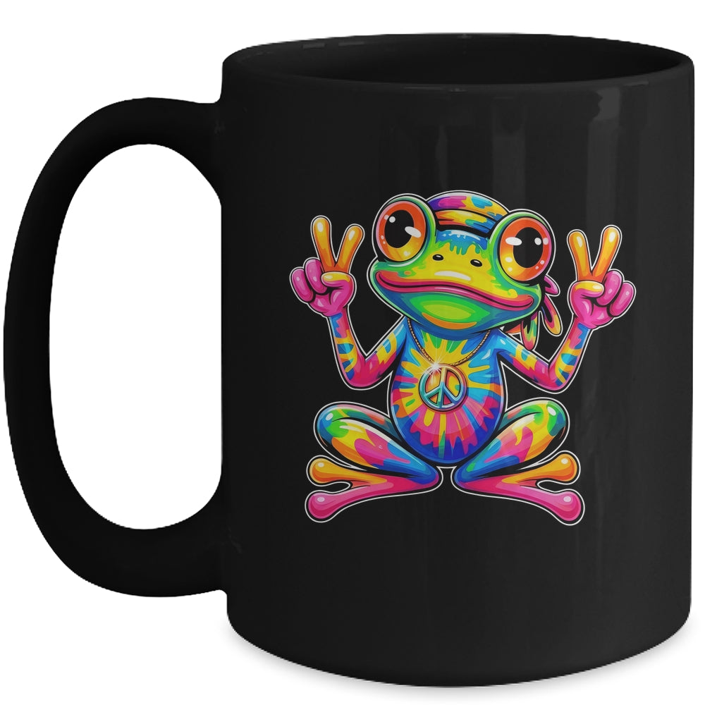 Hippie Tie Dye Frog 70s 60s Costume Peace Sign Men Women Mug | siriusteestore