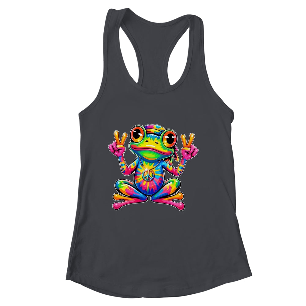 Hippie Tie Dye Frog 70s 60s Costume Peace Sign Men Women Shirt & Tank Top | siriusteestore