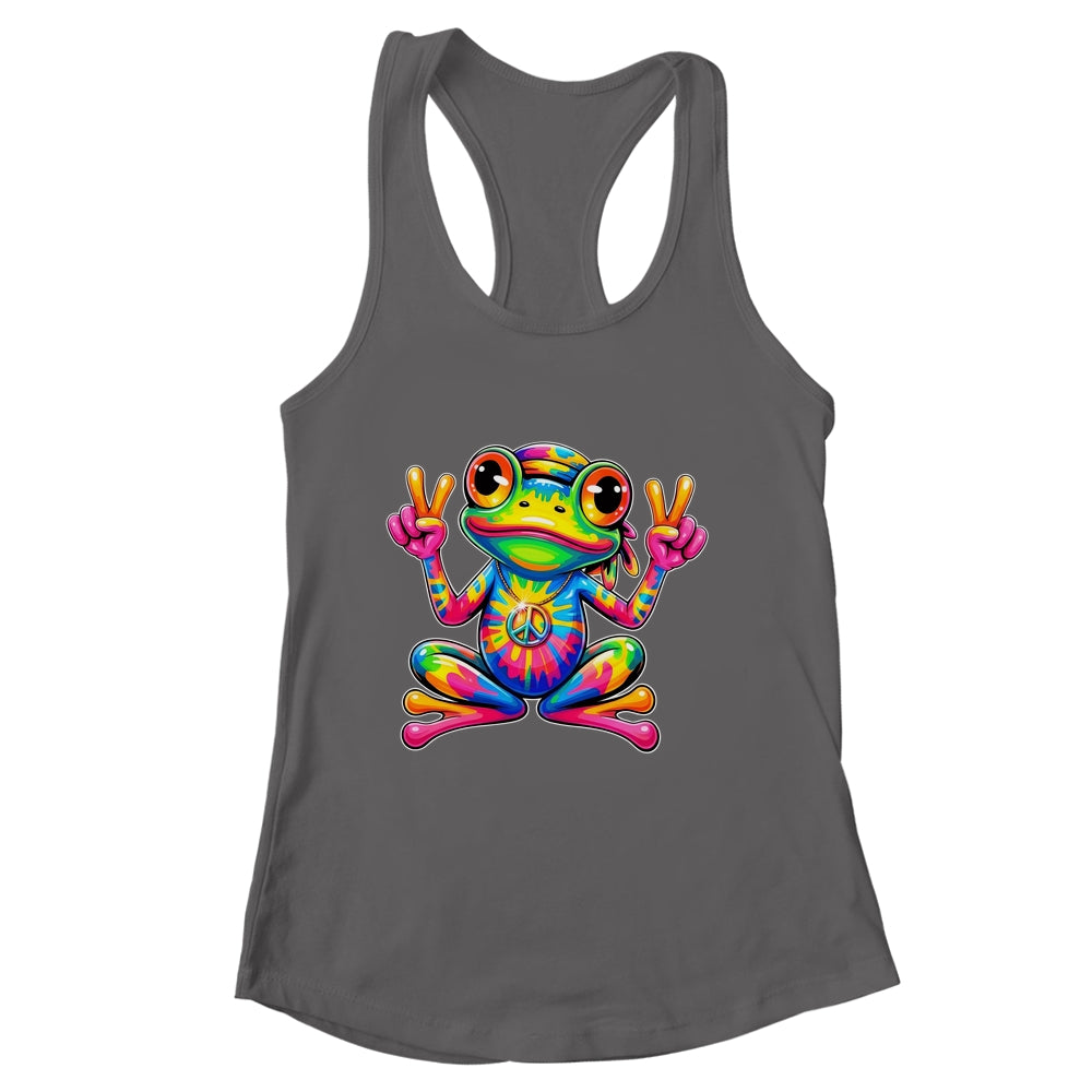 Hippie Tie Dye Frog 70s 60s Costume Peace Sign Men Women Shirt & Tank Top | siriusteestore