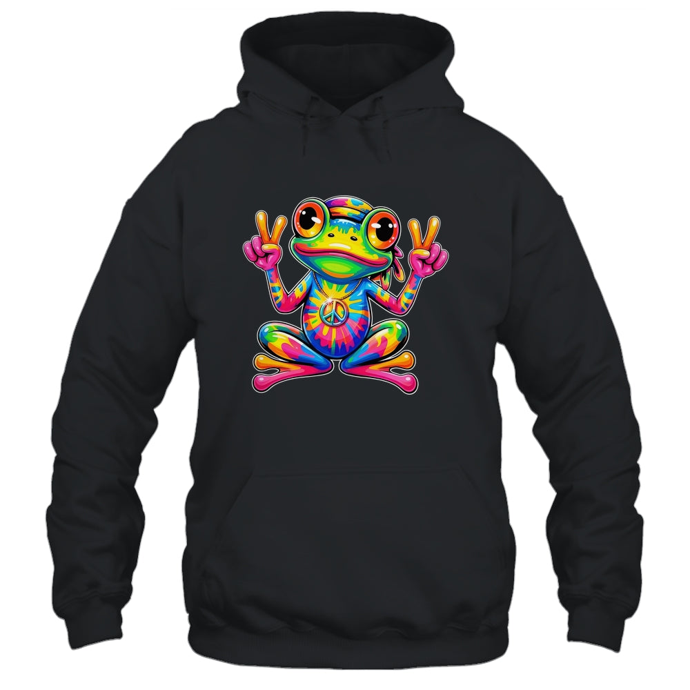 Hippie Tie Dye Frog 70s 60s Costume Peace Sign Men Women Shirt & Tank Top | siriusteestore