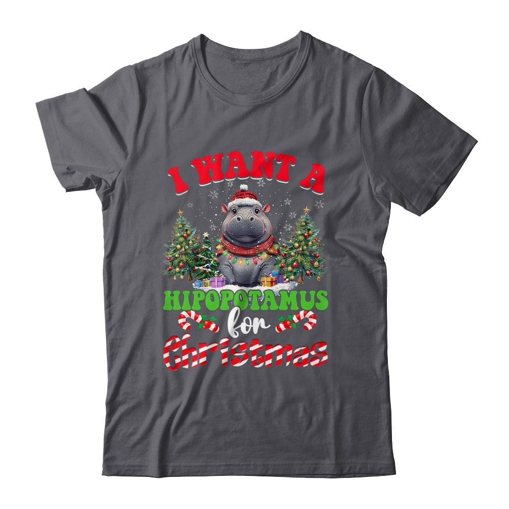 Hippo Xmas Tree Lights I Want A Hippopotamus For Christmas Shirt & Sweatshirt | siriusteestore