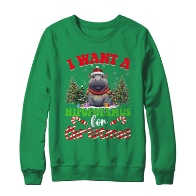 Hippo Xmas Tree Lights I Want A Hippopotamus For Christmas Shirt & Sweatshirt | siriusteestore