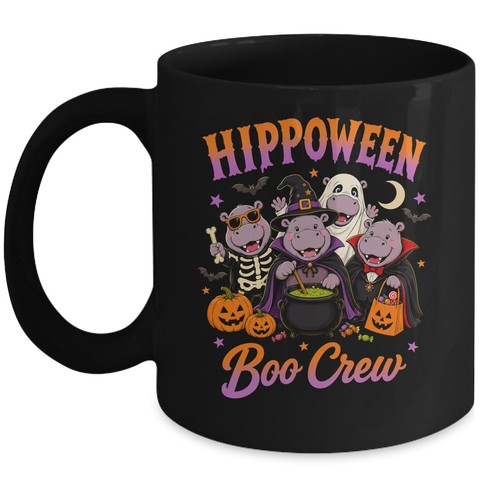 Hippoween Boo Crew Ghost Skeleton Funny Hippo Halloween Mug | siriusteestore
