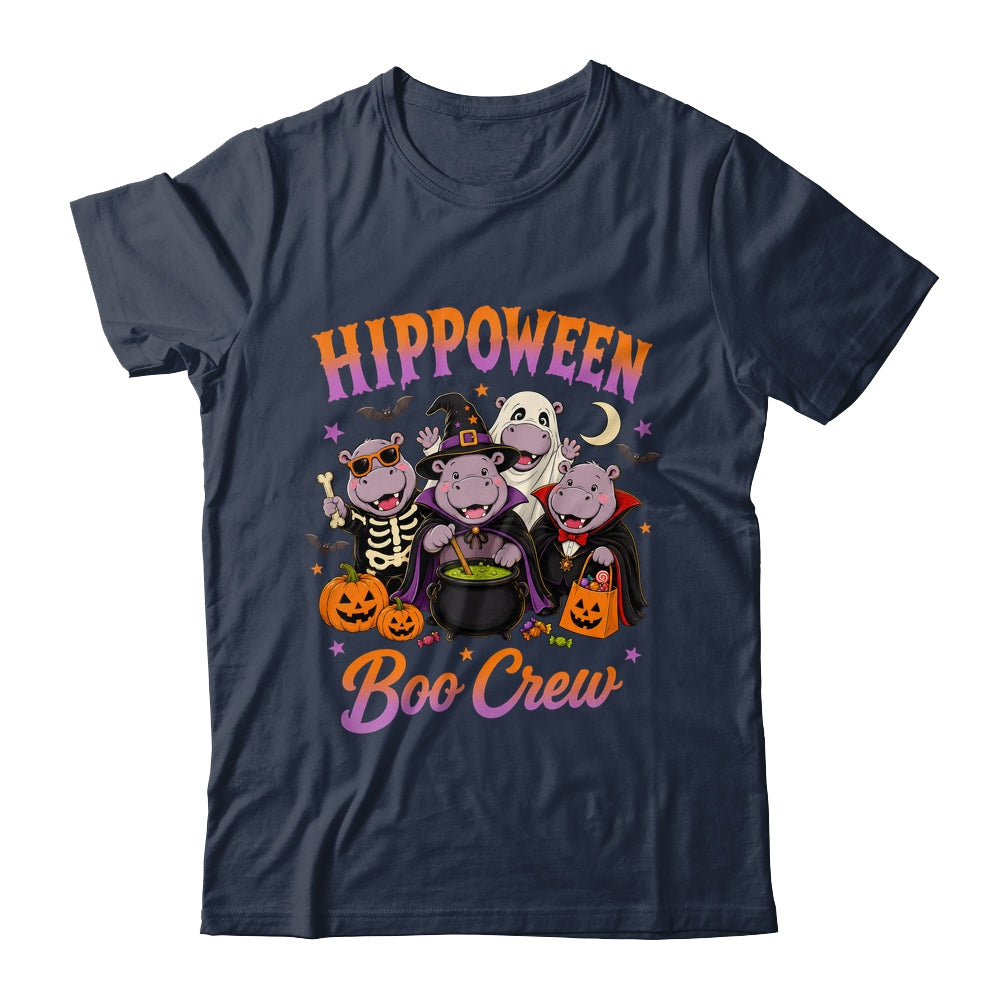 Hippoween Boo Crew Ghost Skeleton Funny Hippo Halloween Shirt & Hoodie | siriusteestore