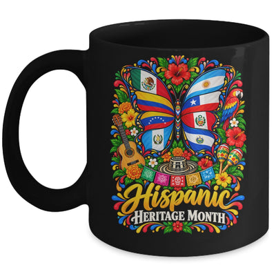 Hispanic Heritage Month Latino Countries Flags Butterfly Mug | siriusteestore