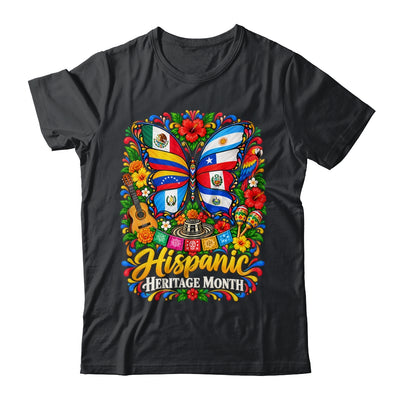 Hispanic Heritage Month Latino Countries Flags Butterfly Shirt & Tank Top | siriusteestore