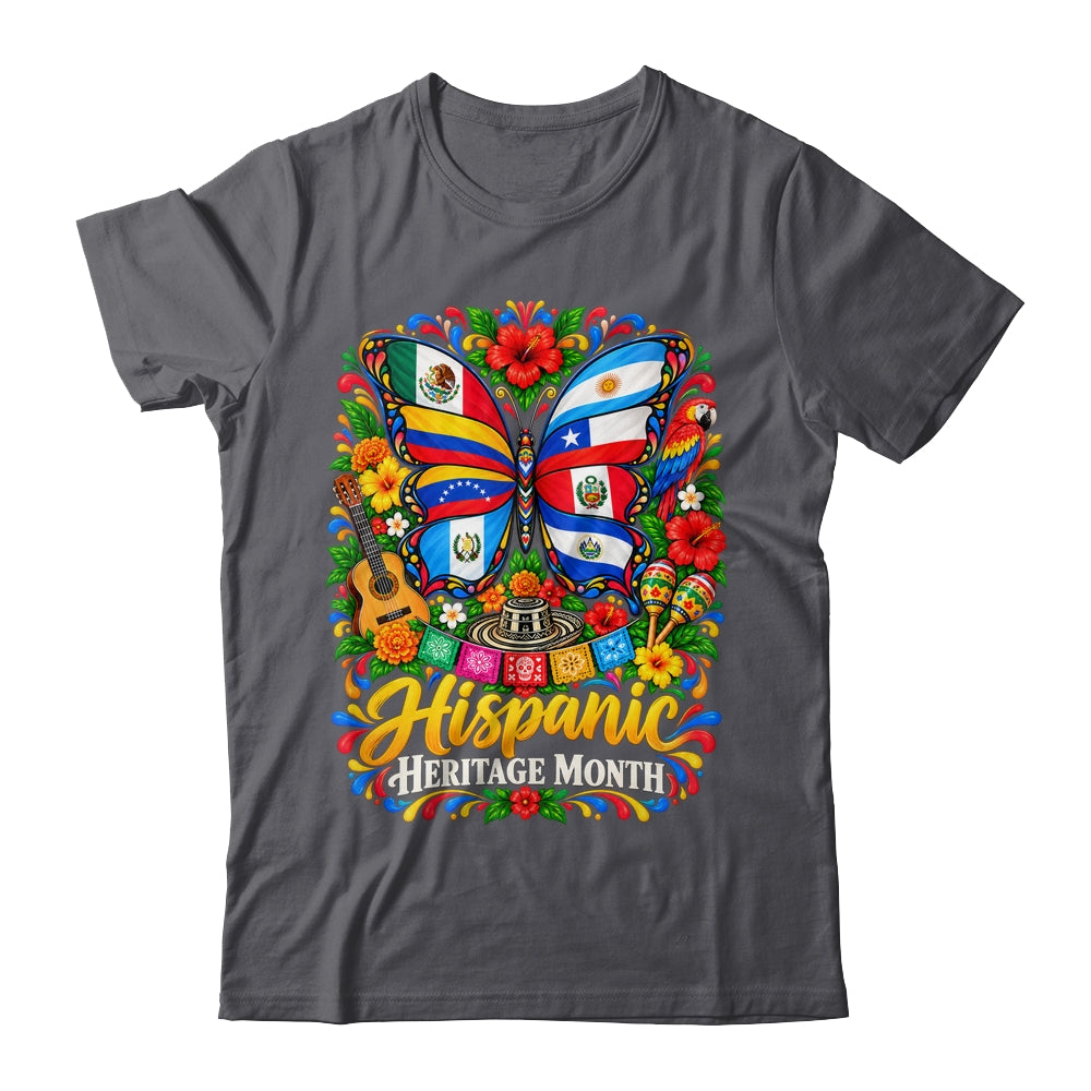 Hispanic Heritage Month Latino Countries Flags Butterfly Shirt & Tank Top | siriusteestore