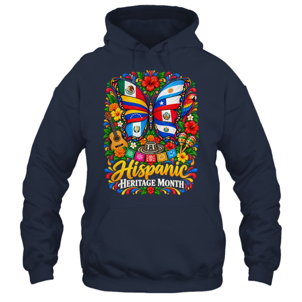 Hispanic Heritage Month Latino Countries Flags Butterfly Shirt & Tank Top | siriusteestore