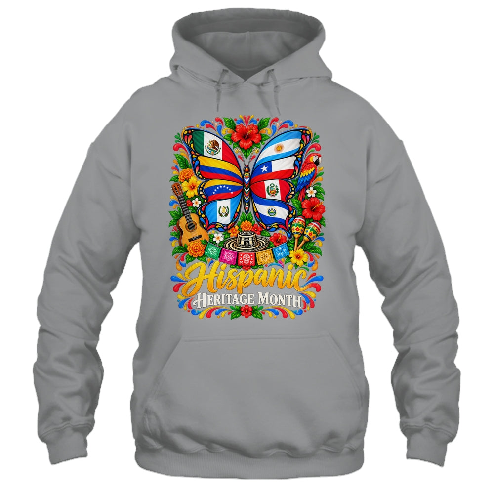 Hispanic Heritage Month Latino Countries Flags Butterfly Shirt & Tank Top | siriusteestore