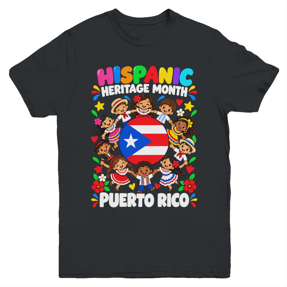 Hispanic Heritage Month Puerto Rico Flag Boys Girls Kids Youth Shirt | siriusteestore