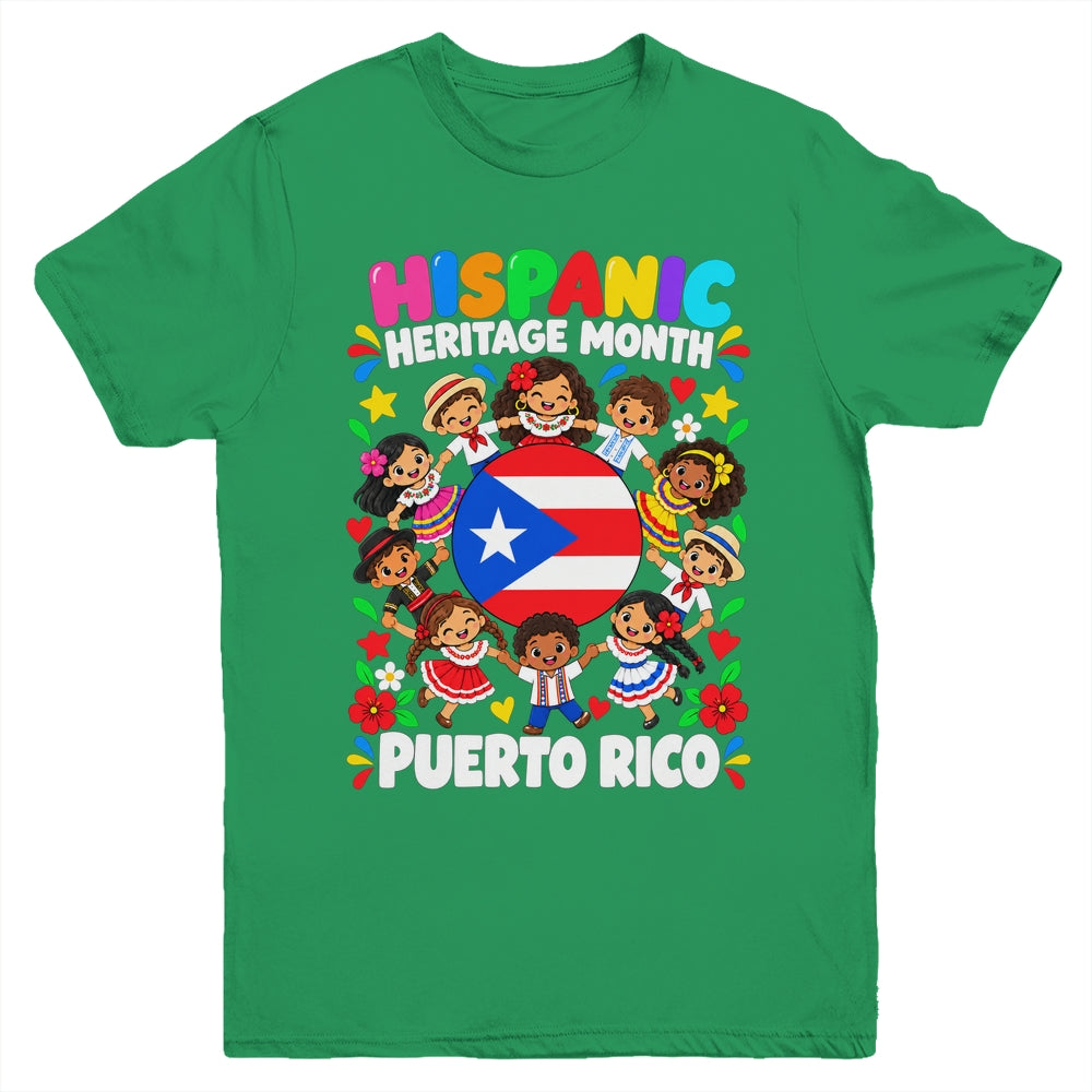 Hispanic Heritage Month Puerto Rico Flag Boys Girls Kids Youth Shirt | siriusteestore
