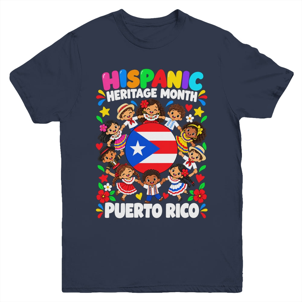 Hispanic Heritage Month Puerto Rico Flag Boys Girls Kids Youth Shirt | siriusteestore