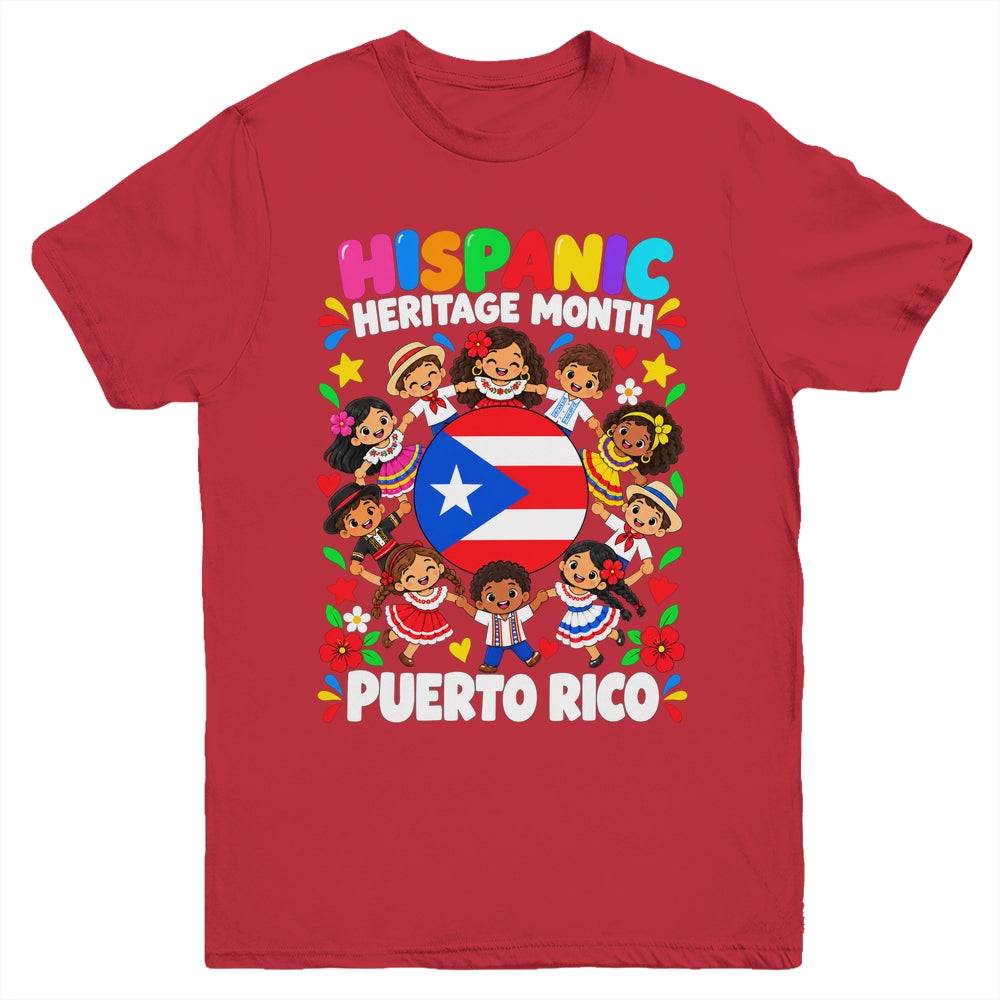 Hispanic Heritage Month Puerto Rico Flag Boys Girls Kids Youth Shirt | siriusteestore