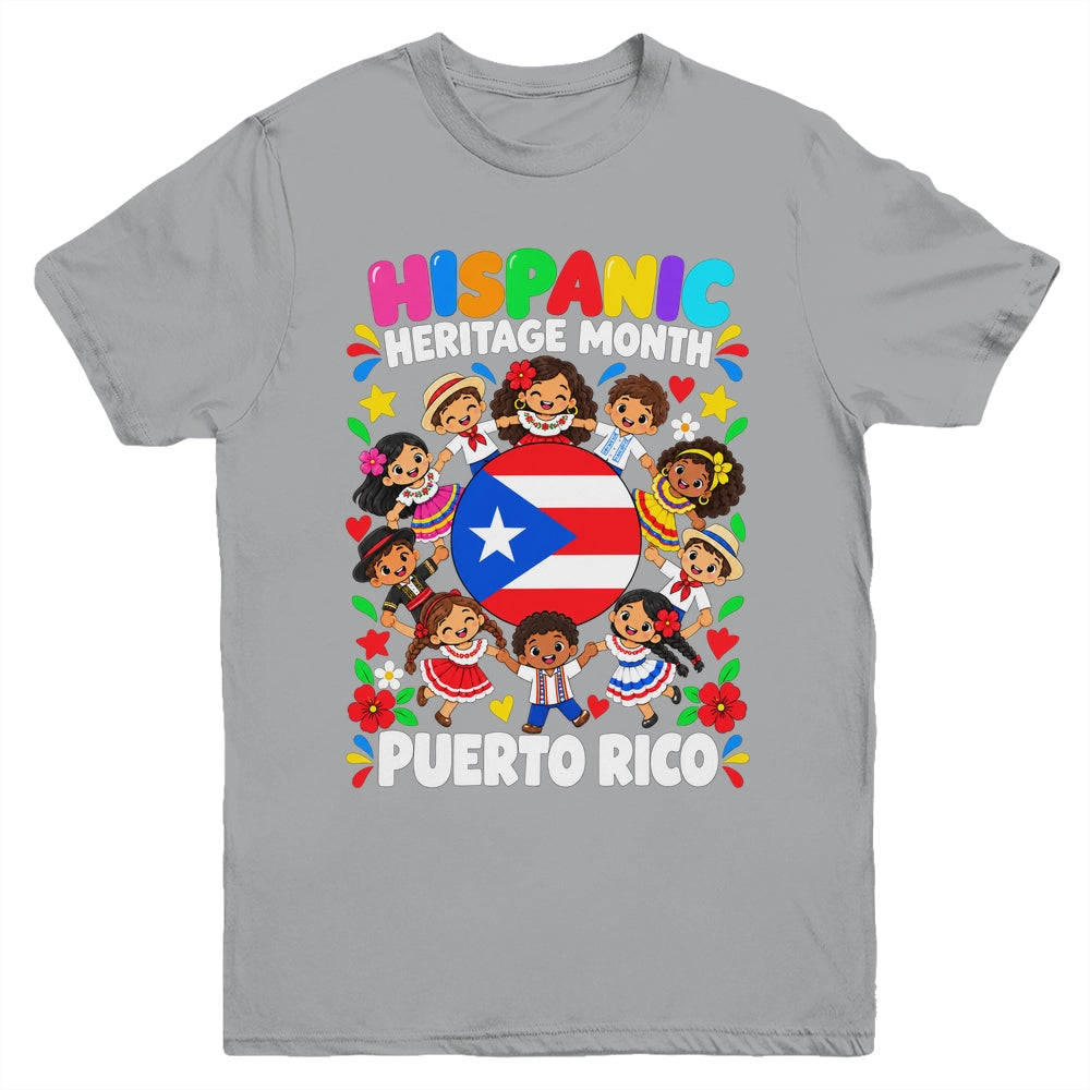 Hispanic Heritage Month Puerto Rico Flag Boys Girls Kids Youth Shirt | siriusteestore