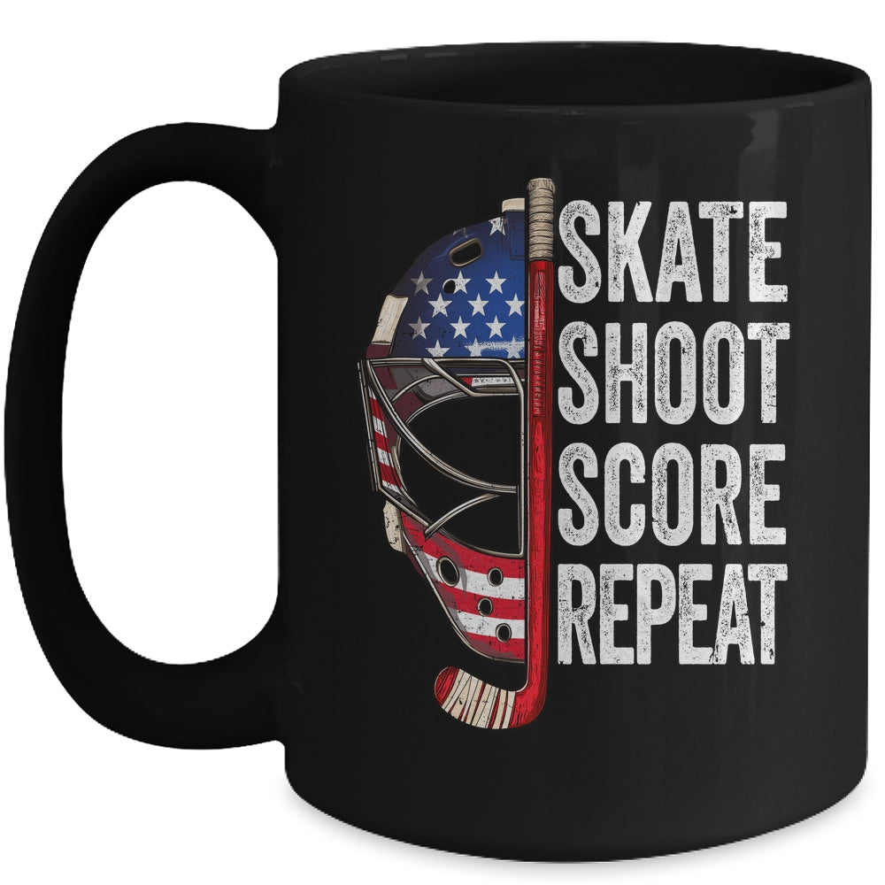 Hockey Player USA American Flag 4th Of July Men Women Kids Mug | siriusteestore