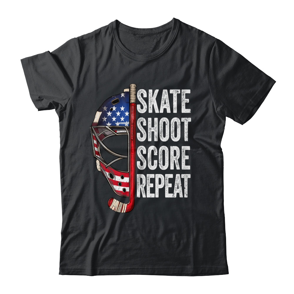 Hockey Player USA American Flag 4th Of July Men Women Kids Shirt & Hoodie | siriusteestore