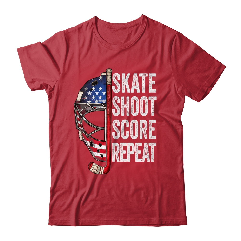 Hockey Player USA American Flag 4th Of July Men Women Kids Shirt & Hoodie | siriusteestore
