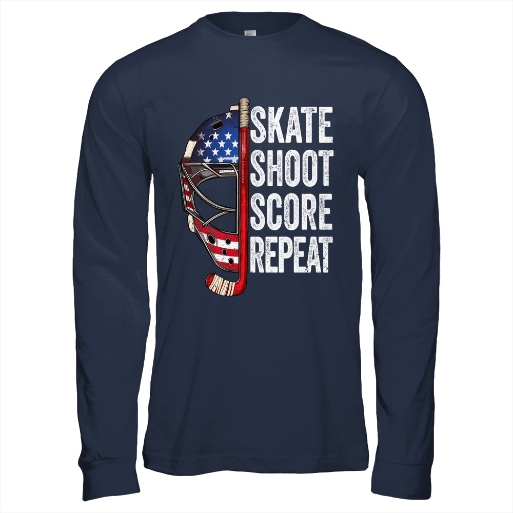 Hockey Player USA American Flag 4th Of July Men Women Kids Shirt & Hoodie | siriusteestore