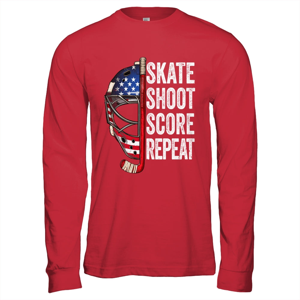 Hockey Player USA American Flag 4th Of July Men Women Kids Shirt & Hoodie | siriusteestore