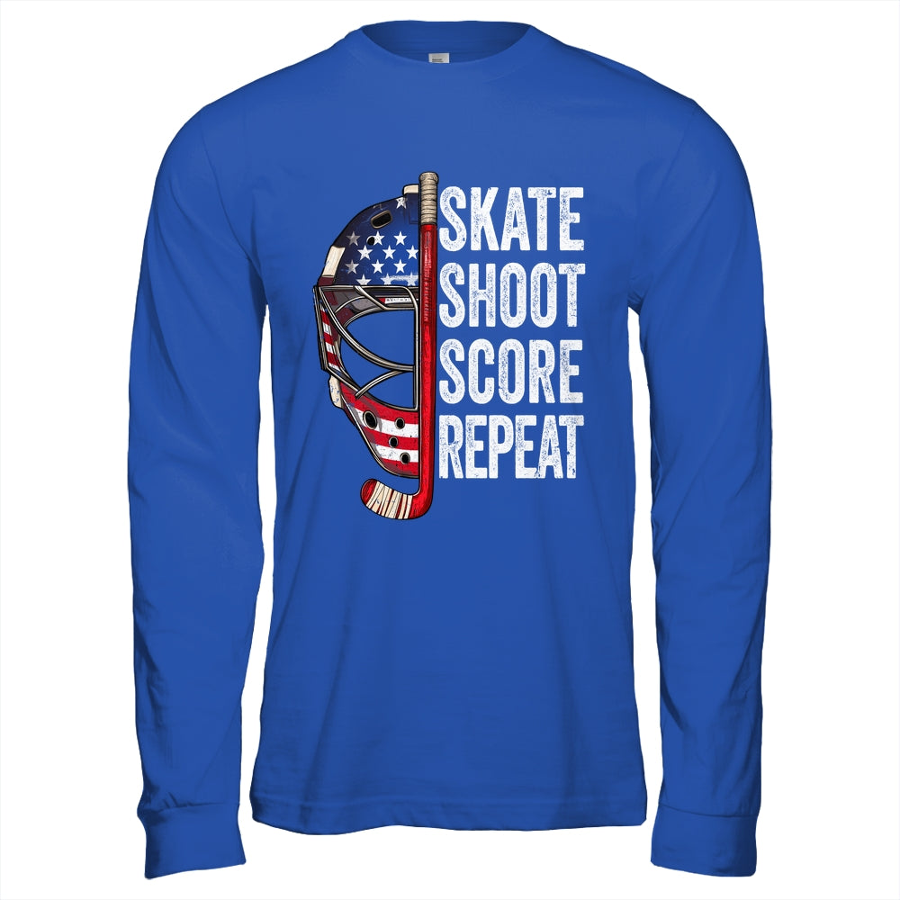 Hockey Player USA American Flag 4th Of July Men Women Kids Shirt & Hoodie | siriusteestore