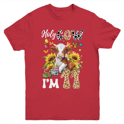 Holy Cow I'm 11 Years Old Farm Cow Sunflowers 11th Birthday Youth Shirt | siriusteestore