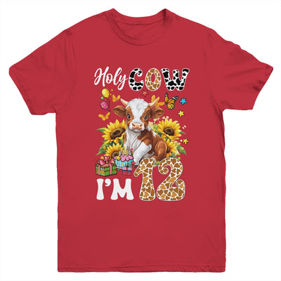 Holy Cow I'm 12 Years Old Farm Cow Sunflowers 12th Birthday Youth Shirt | siriusteestore