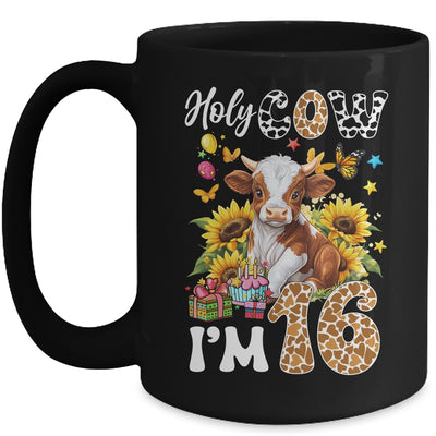 Holy Cow I'm 16 Years Old Farm Cow Sunflowers 16th Birthday Mug | siriusteestore