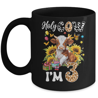 Holy Cow I'm 3 Years Old Farm Cow Sunflowers 3rd Birthday Mug | siriusteestore