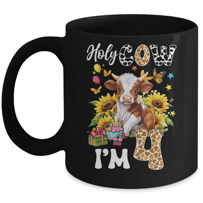 Holy Cow I'm 4 Years Old Farm Cow Sunflowers 4th Birthday Mug | siriusteestore