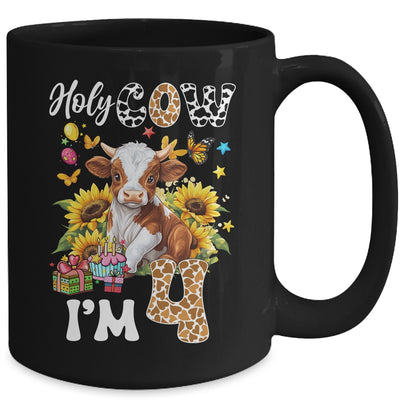 Holy Cow I'm 4 Years Old Farm Cow Sunflowers 4th Birthday Mug | siriusteestore