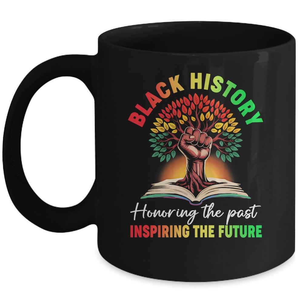 Honoring Past Inspiring Future Black History Month Fist Tree Mug | siriusteestore