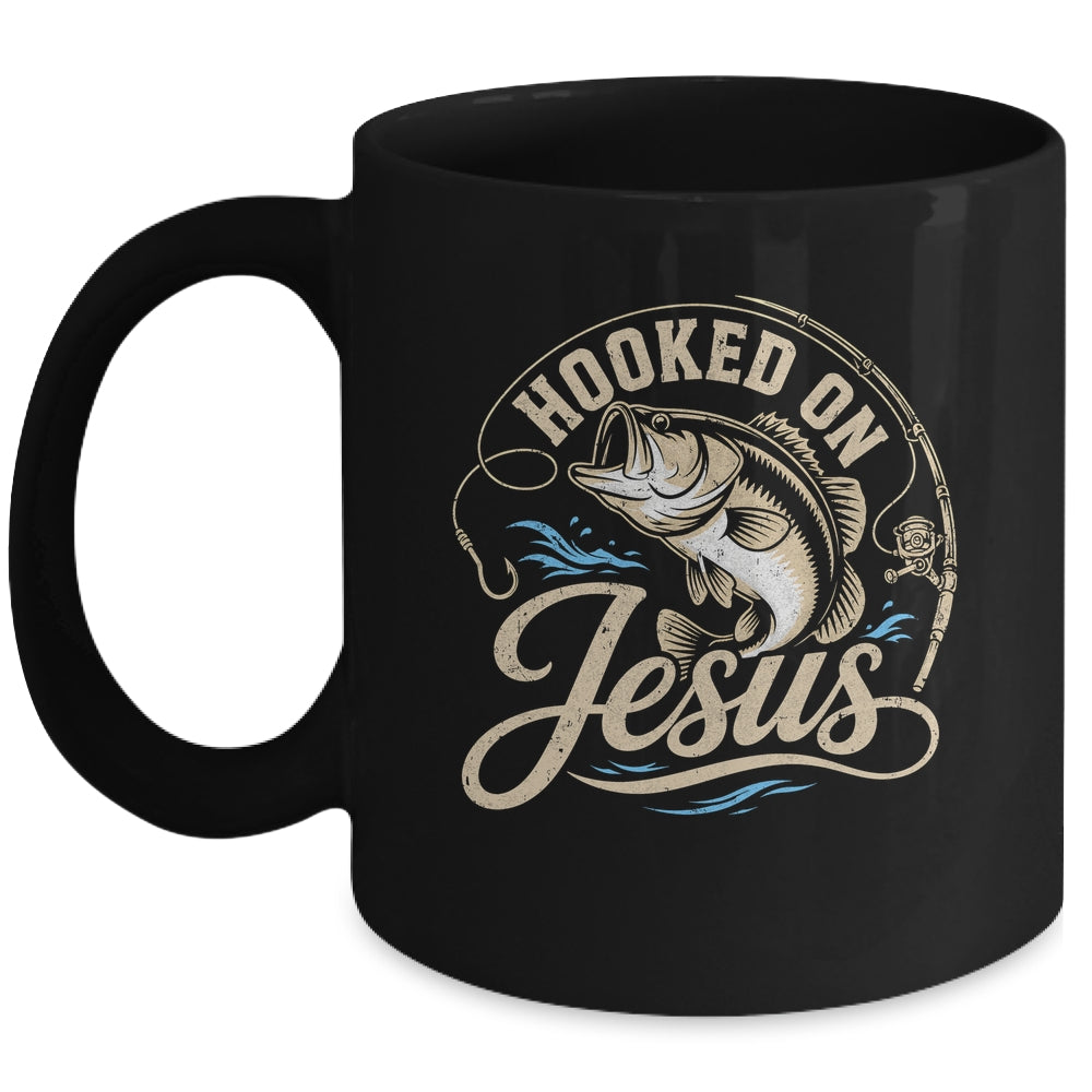 Hooked On Jesus Christian Fishing Bass Faith Mug | siriusteestore