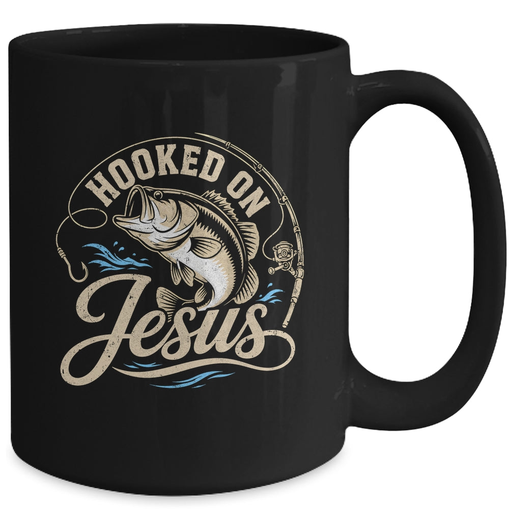 Hooked On Jesus Christian Fishing Bass Faith Mug | siriusteestore