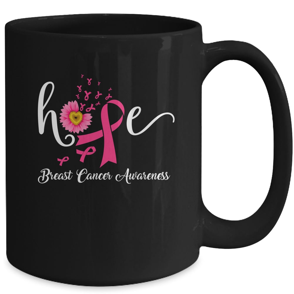 Hope Breast Cancer Pink Ribbons Sunflower October Month Mug | siriusteestore