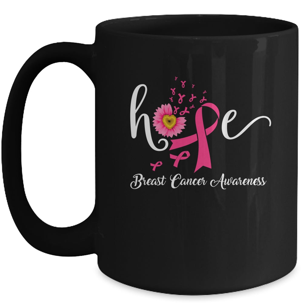 Hope Breast Cancer Pink Ribbons Sunflower October Month Mug | siriusteestore