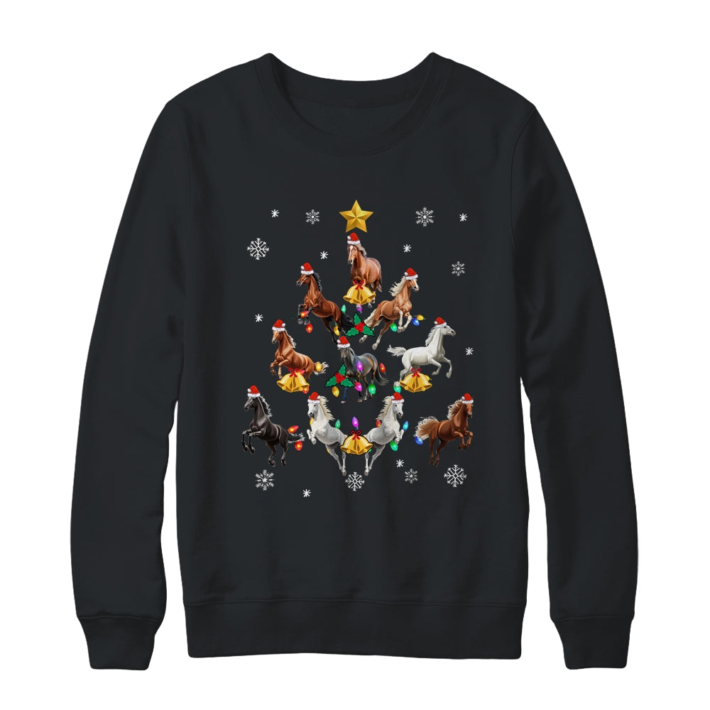 Horses Christmas Tree Horse Lover Xmas For Women Girls Shirt & Sweatshirt | siriusteestore