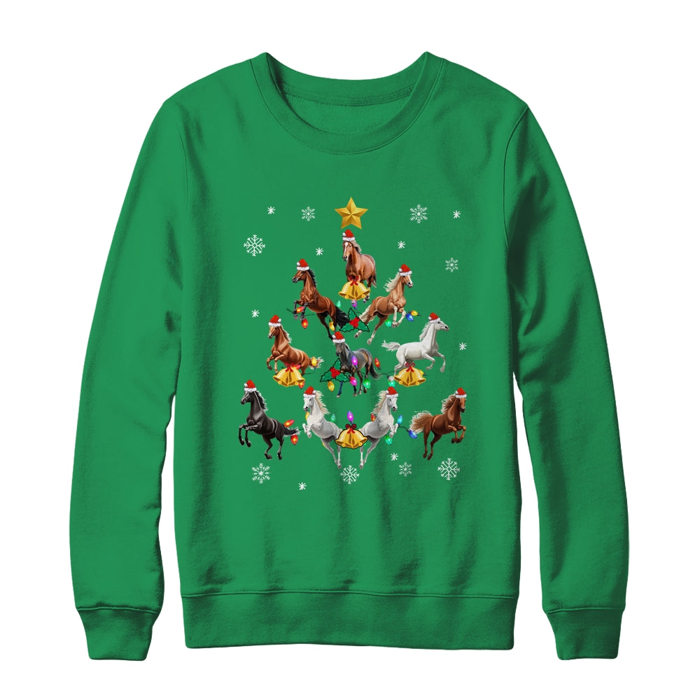 Horses Christmas Tree Horse Lover Xmas For Women Girls Shirt & Sweatshirt | siriusteestore