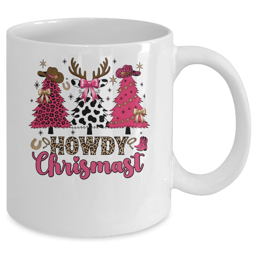 Howdy Christmas Cowgirl Western Christmas Trees Coquette Mug | siriusteestore