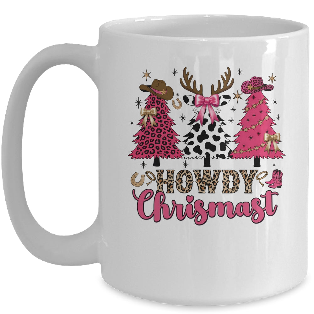 Howdy Christmas Cowgirl Western Christmas Trees Coquette Mug | siriusteestore