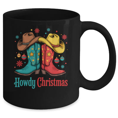 Howdy Christmas Xmas Cowboy Boots Western Men Holiday Mug | siriusteestore