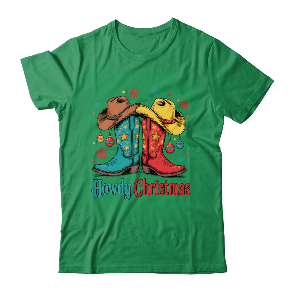 Howdy Christmas Xmas Cowboy Boots Western Men Holiday Shirt & Sweatshirt | siriusteestore