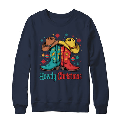 Howdy Christmas Xmas Cowboy Boots Western Men Holiday Shirt & Sweatshirt | siriusteestore
