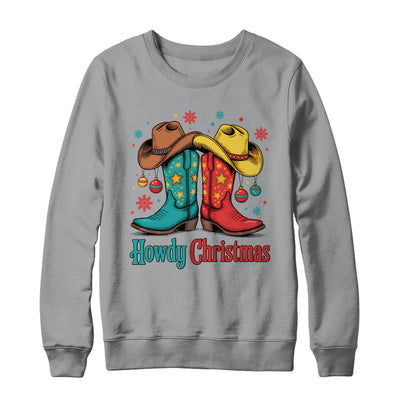Howdy Christmas Xmas Cowboy Boots Western Men Holiday Shirt & Sweatshirt | siriusteestore