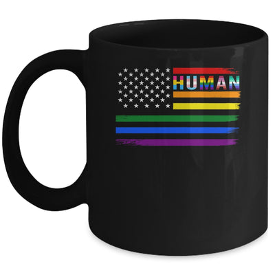 Human USA LGBT Flag Gay Pride Transgender Rainbow Lesbian Mug | siriusteestore