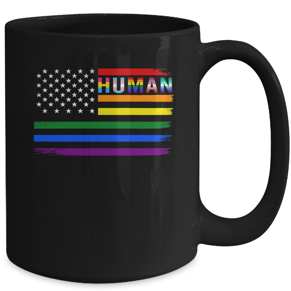 Human USA LGBT Flag Gay Pride Transgender Rainbow Lesbian Mug | siriusteestore