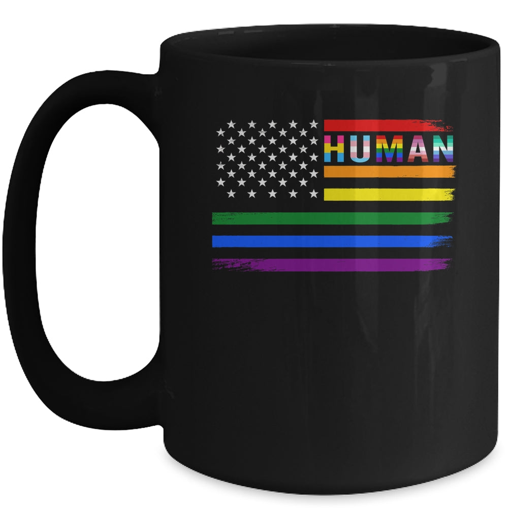 Human USA LGBT Flag Gay Pride Transgender Rainbow Lesbian Mug | siriusteestore