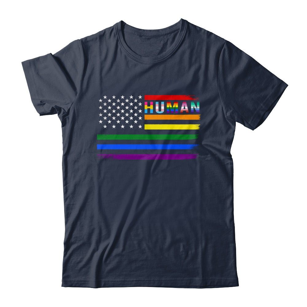 Human USA LGBT Flag Gay Pride Transgender Rainbow Lesbian Shirt & Hoodie | siriusteestore
