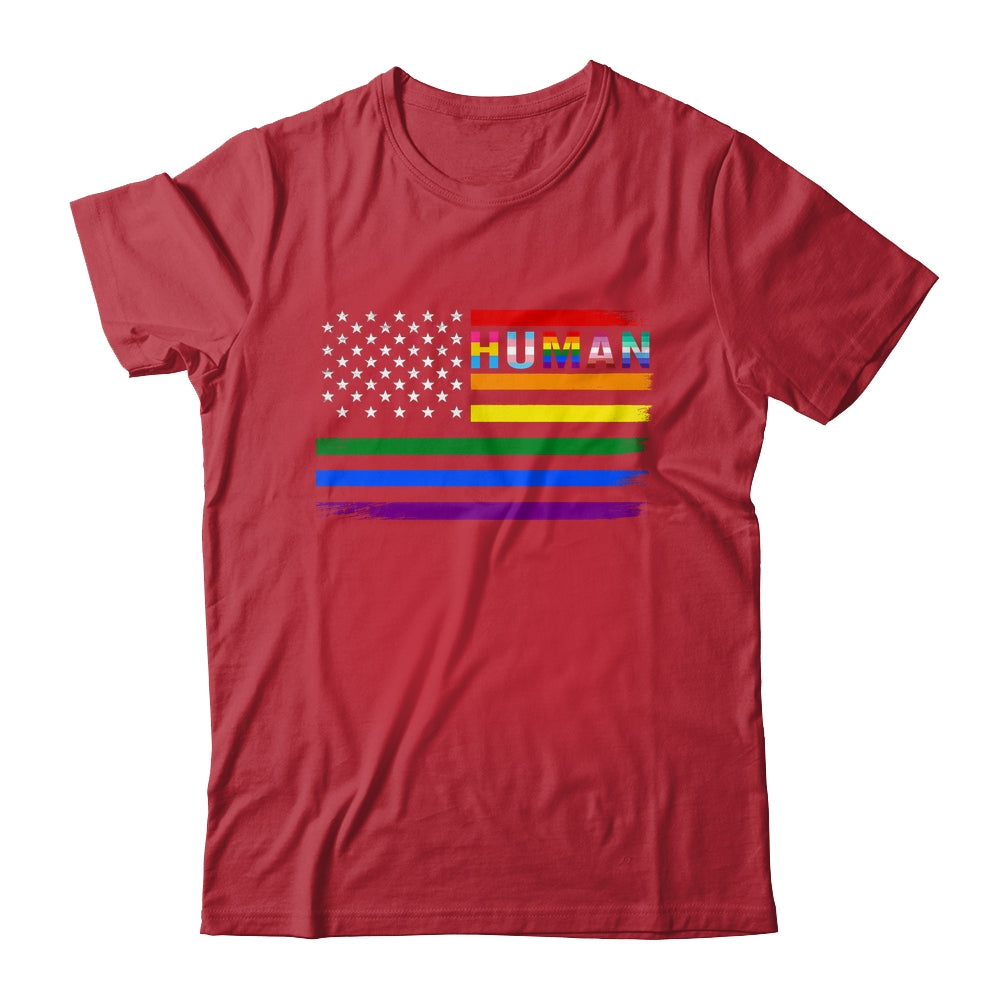 Human USA LGBT Flag Gay Pride Transgender Rainbow Lesbian Shirt & Hoodie | siriusteestore